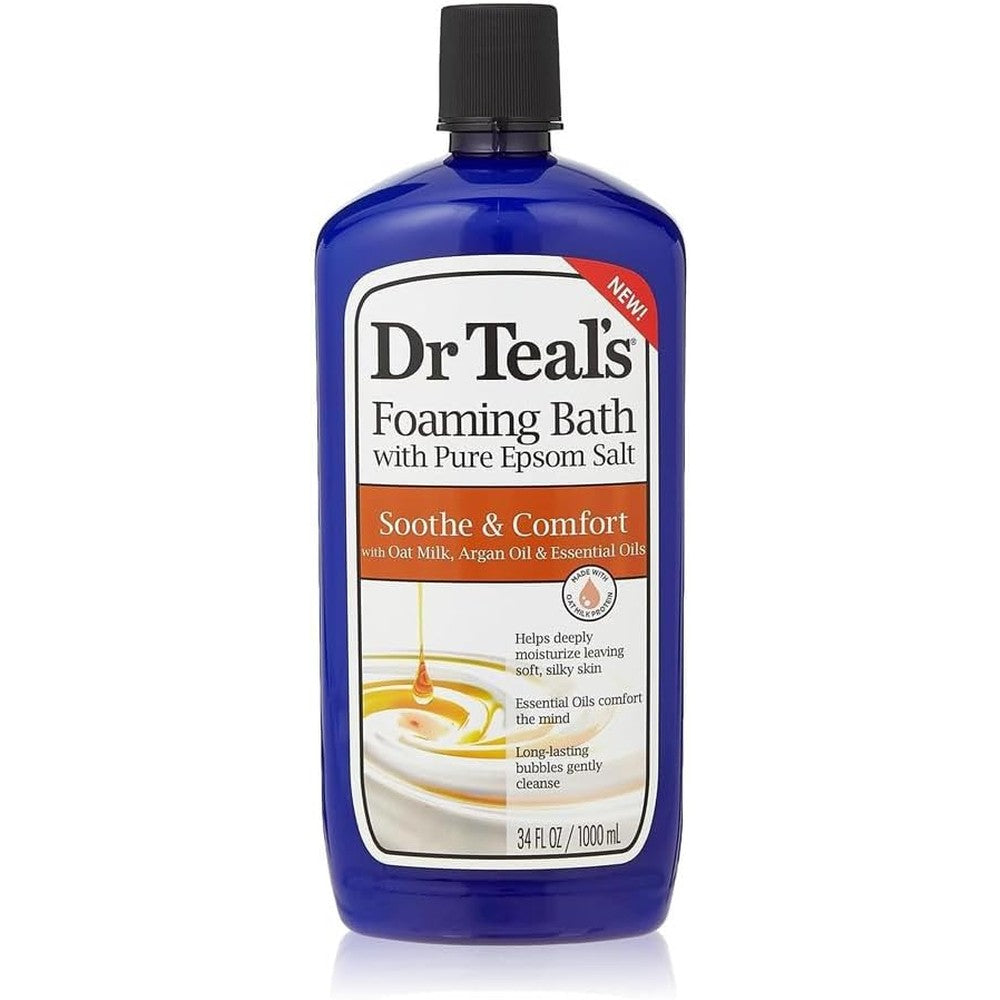 Dr Teal's Foaming Bath Pure Epsom Salt Soothe and Comfort front view bottle