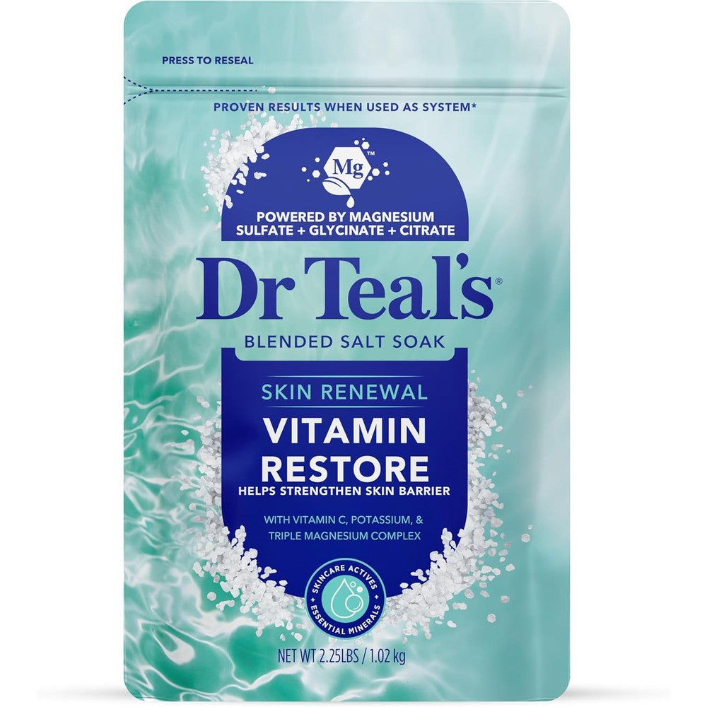 Dr Teal's Skin Renewal Vitamin Restore Blended Salt Soak 2.25 pound bag front view