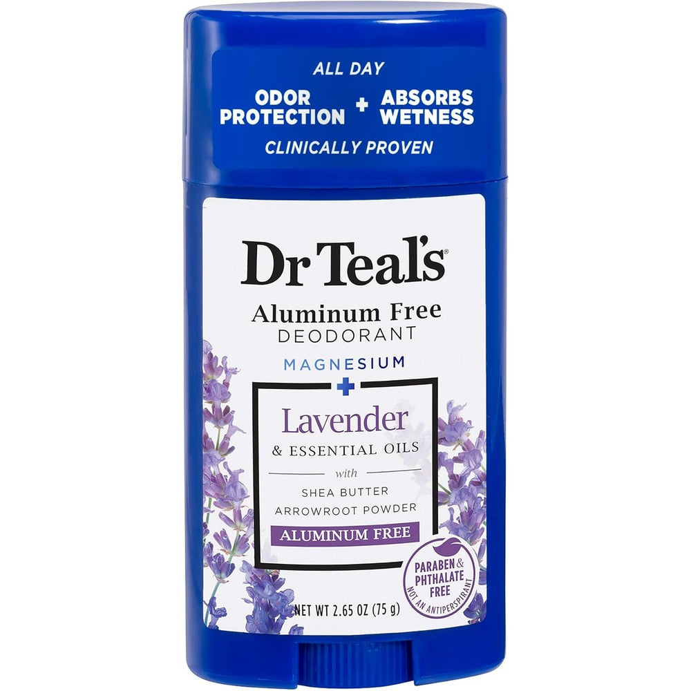 Dr Teal's Aluminum Free Deodorant Lavender front view stick for unisex daily personal care routine