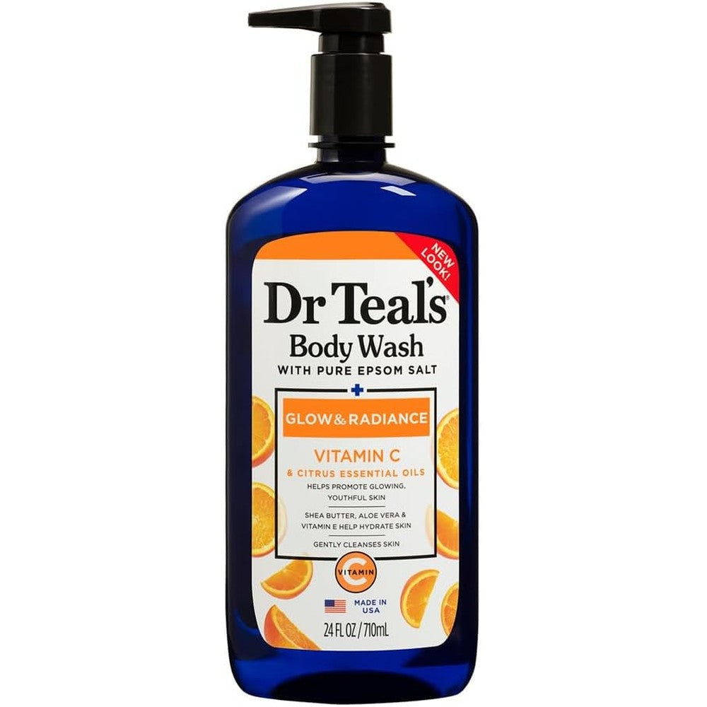 Dr Teal's Glow & Radiance Body Wash 710ml front view bottle for glowing skin