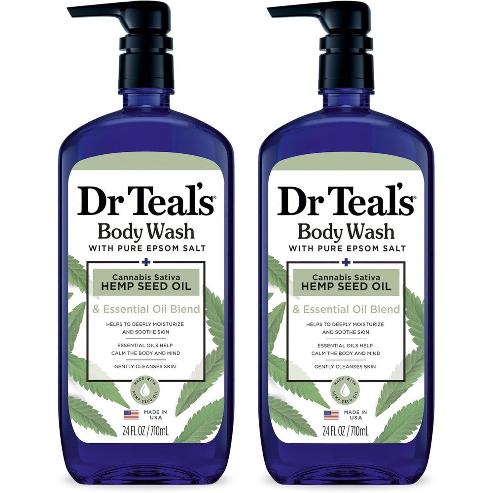 Dr Teal's Body Wash Cannabis Sativa Hemp Seed Oil front view twin pack