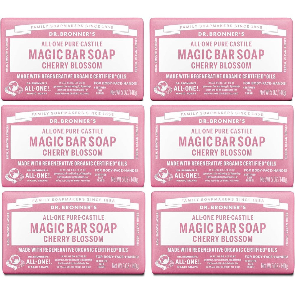 Dr. Bronner's Cherry Blossom Pure-Castile Magic Bar Soaps front view packaging