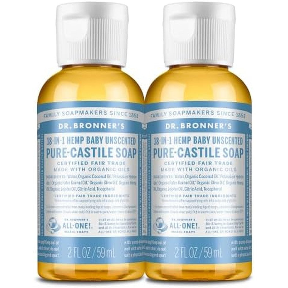 Dr. Bronner's Baby Unscented Pure-Castile Liquid Soap travel pack front view