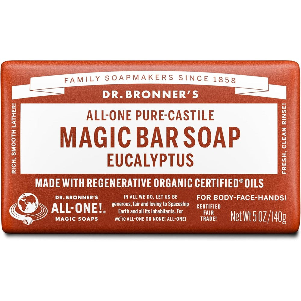 Dr. Bronner's Pure-Castile Bar Soap Eucalyptus 5 Ounce front view package