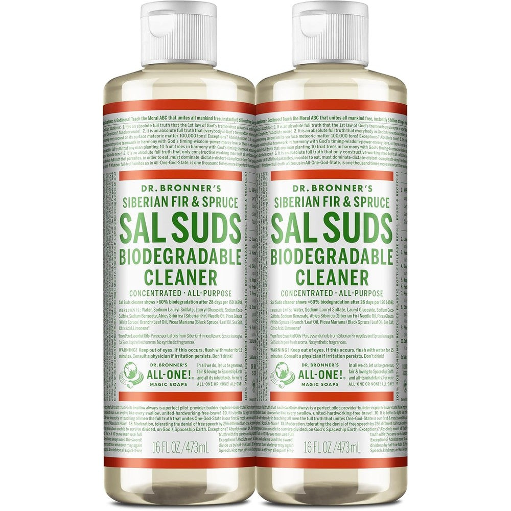 Dr. Bronner's Sal Suds Biodegradable Cleaner front view bottle two pack