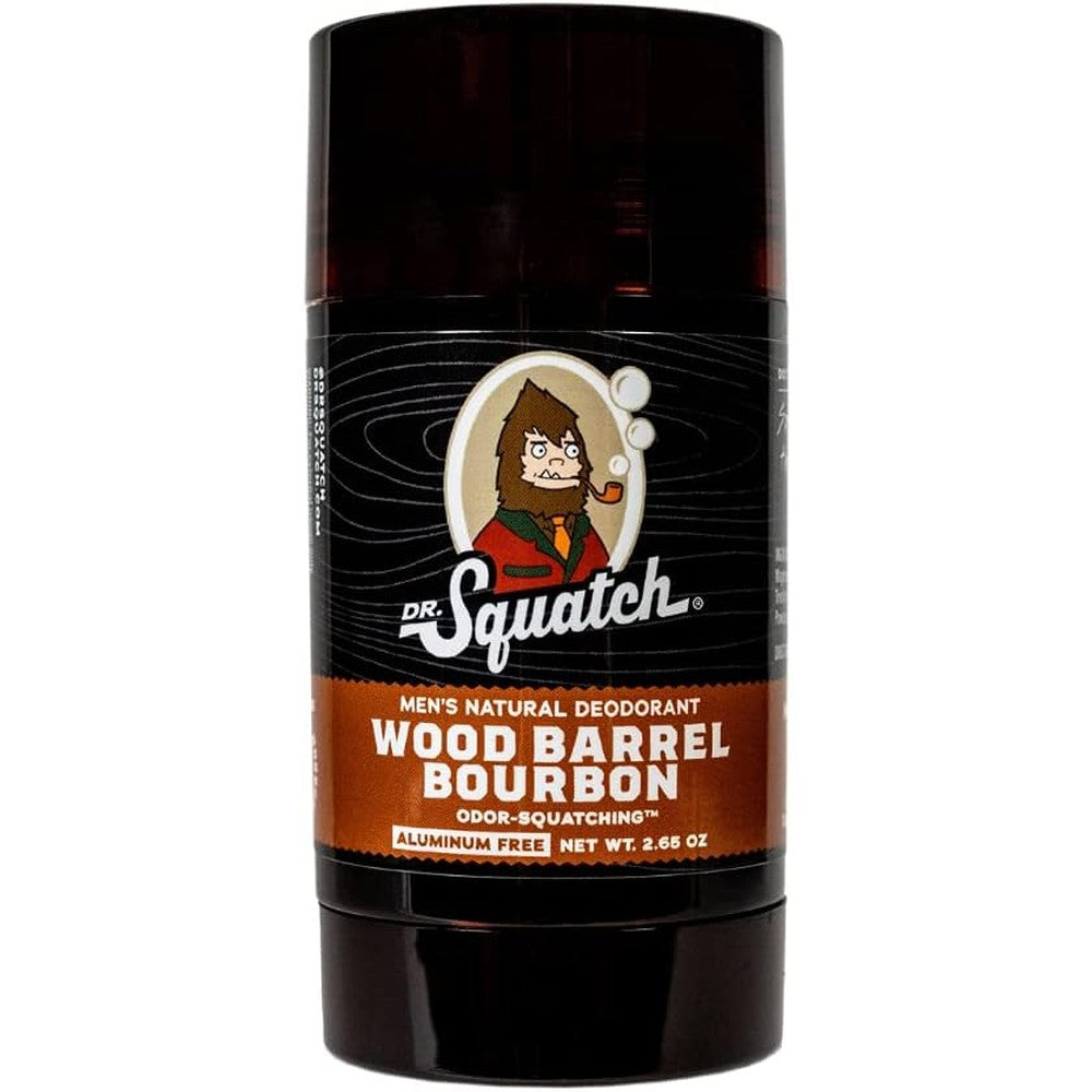 Dr. Squatch Natural Deodorant for Men Wood Barrel Bourbon front view stick