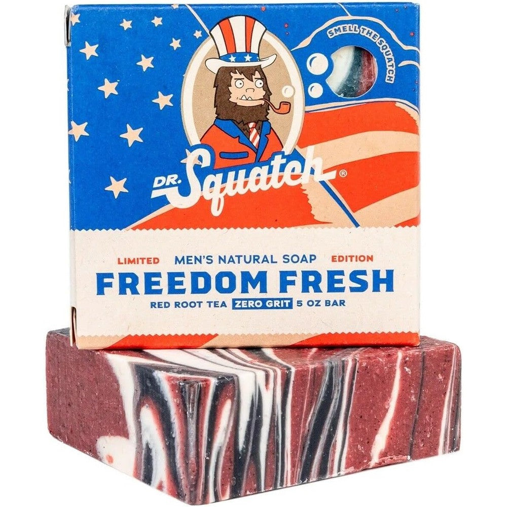 Dr. Squatch Freedom Fresh natural men's bar soap front view packaging