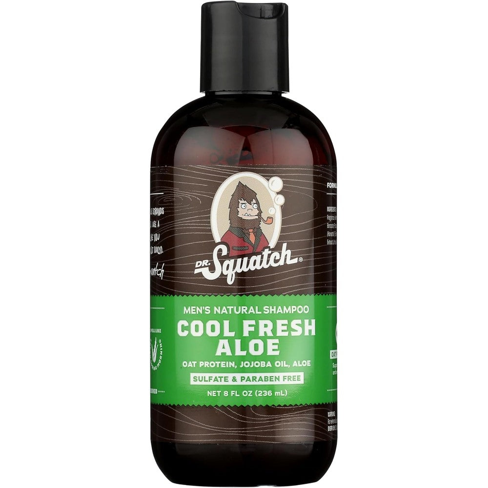 Dr. Squatch Cool Fresh Aloe Natural Men's Shampoo front view bottle for premium hair care.