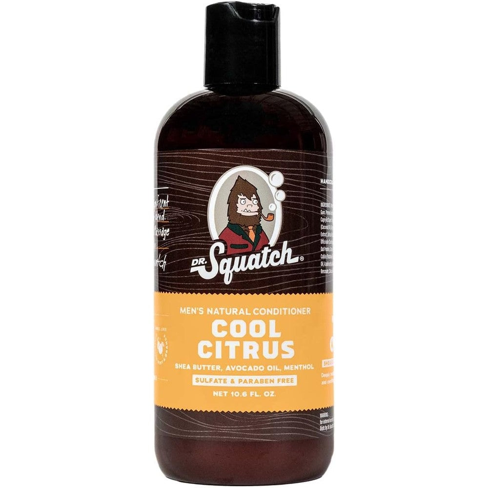 Dr. Squatch Cool Citrus Conditioner for Men front bottle view showcasing natural moisturizing benefits.