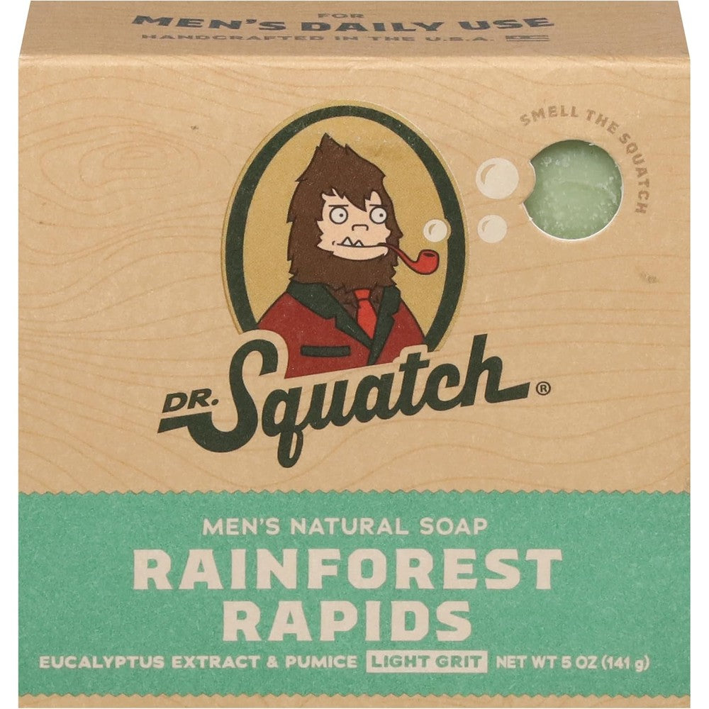 Dr. Squatch Rainforest Rapids Bar Soap Five Ounce front view natural cold process men's soap