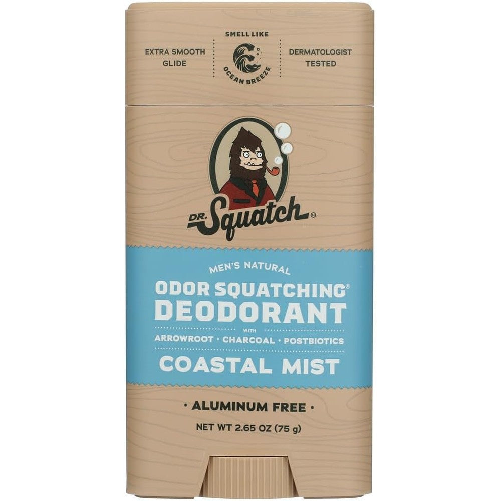 Dr. Squatch Coastal Mist Natural Deodorant stick front view showing product labeling