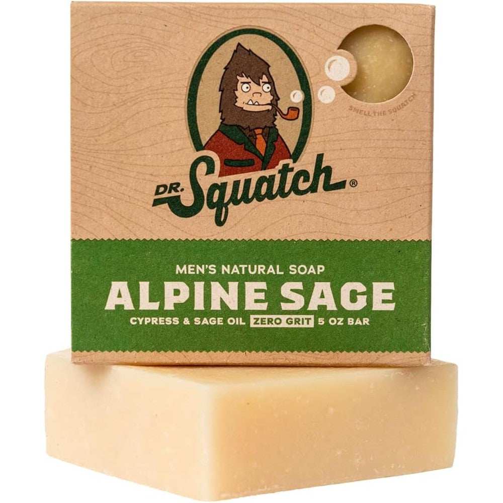 Dr. Squatch All Natural Bar Soap for Men Alpine Sage front view premium imported packaging