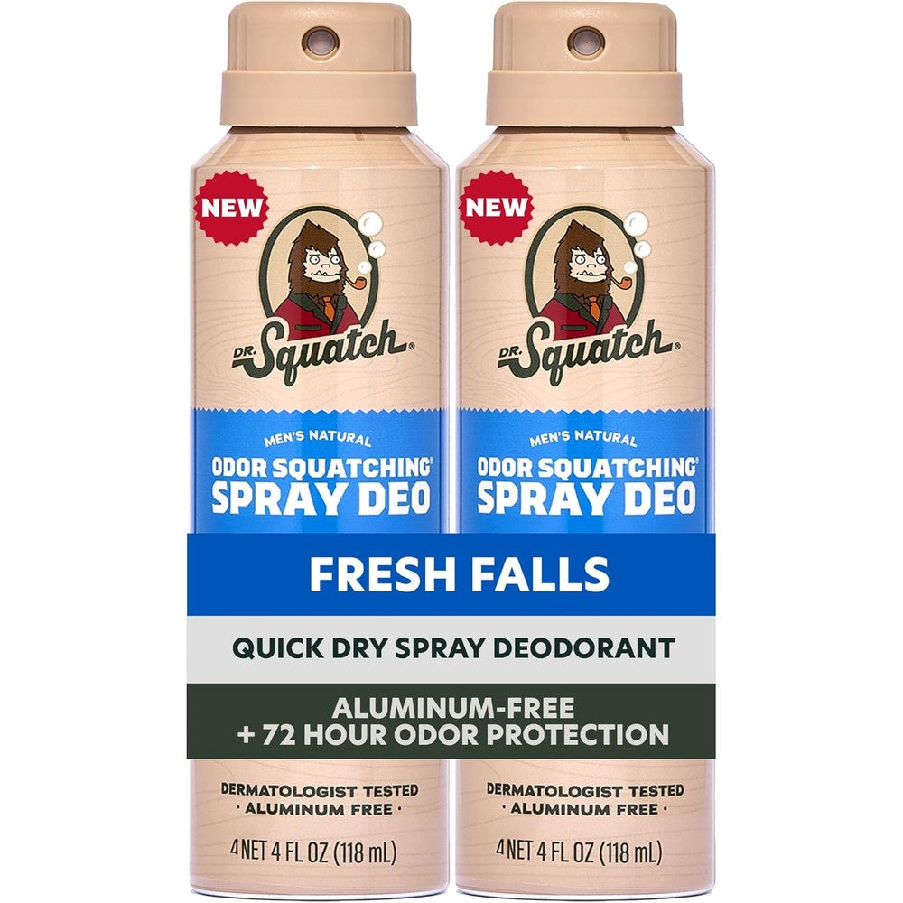 Dr. Squatch Spray Natural Men's Deodorant Fresh Falls front view pack of two