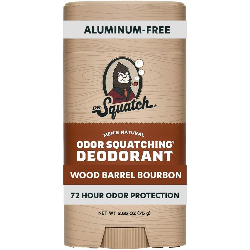 Dr. Squatch Natural Men's Deodorant Wood Barrel Bourbon front view stick