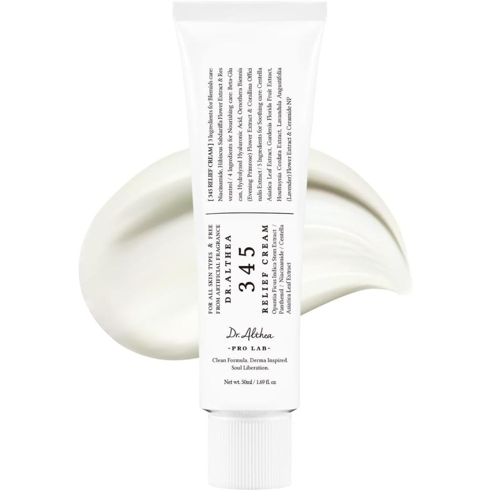 Dr.Althea 345 Relief Cream daily face moisturizer 50ml tube front view for blemish care buying online.