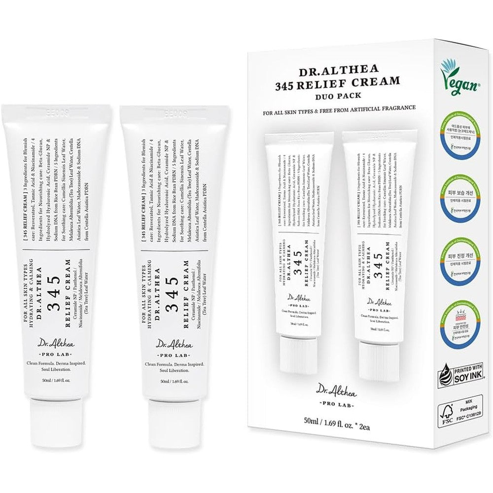 Dr Althea 345 Relief Cream pack of 2 front view Korean blemish recovery moisturizer