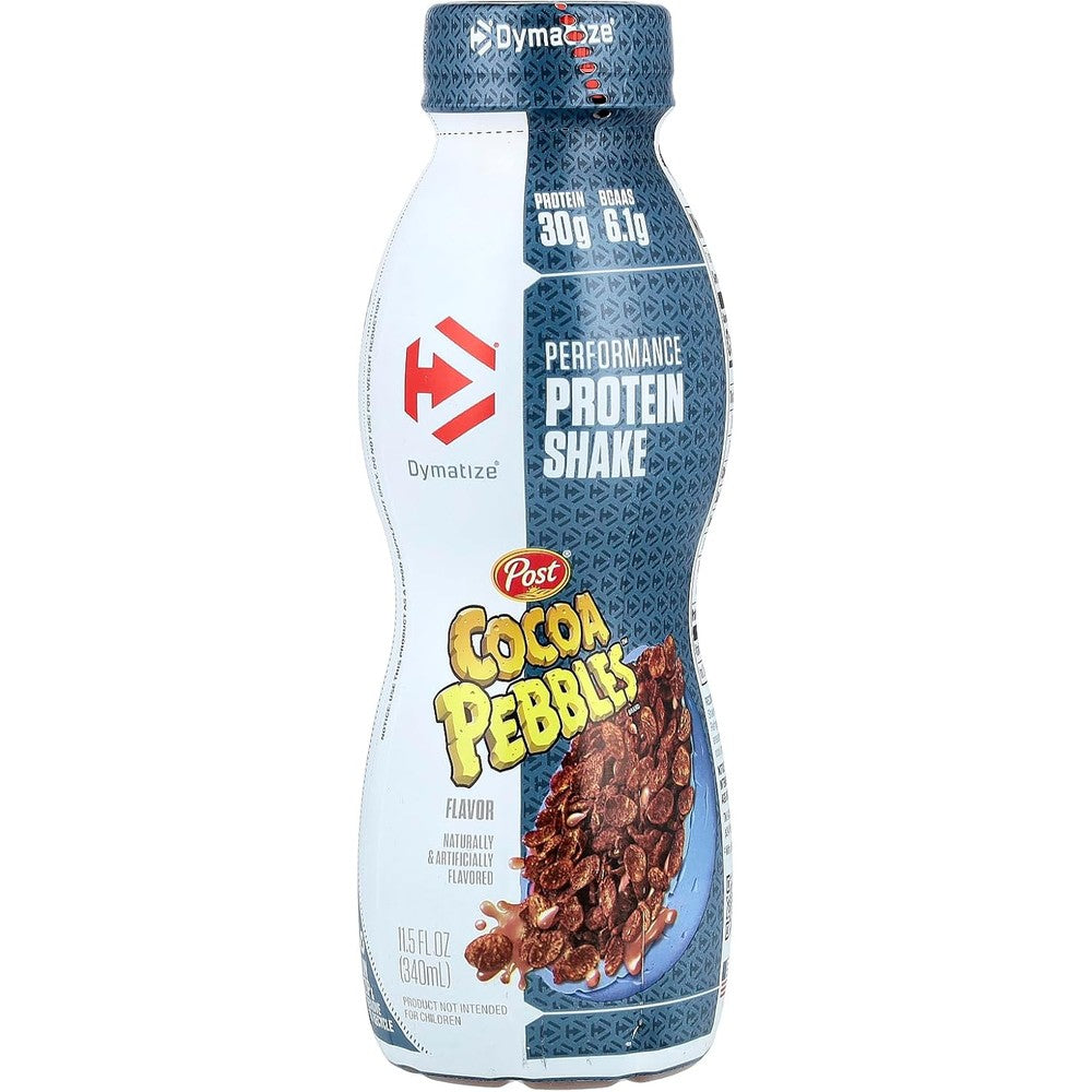 Dymatize Performance Protein Shake Cocoa Pebbles front view bottle showcasing thirty grams of protein