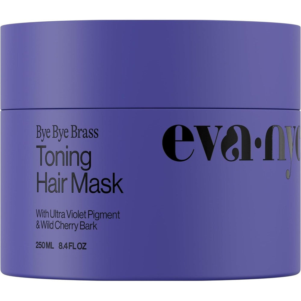 Eva NYC Bye Bye Brass Toning Hair Mask front view container for anti brass blonde hair care
