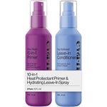 Eva NYC Prime and Hydrate Gift Set front view showcasing two purple hair mist spray bottles