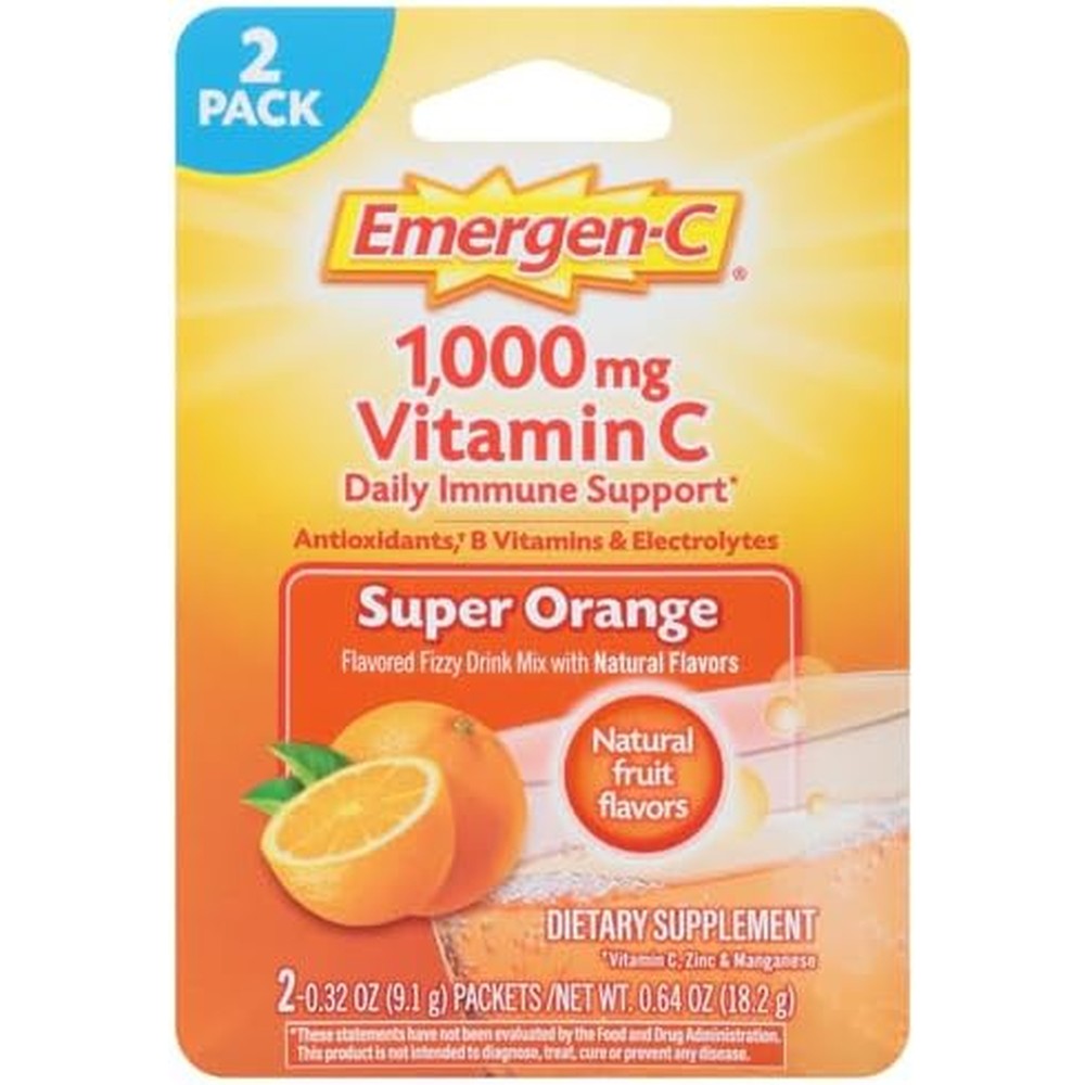 Emergen-C 1000mg Vitamin C Powder Super Orange front view packaging