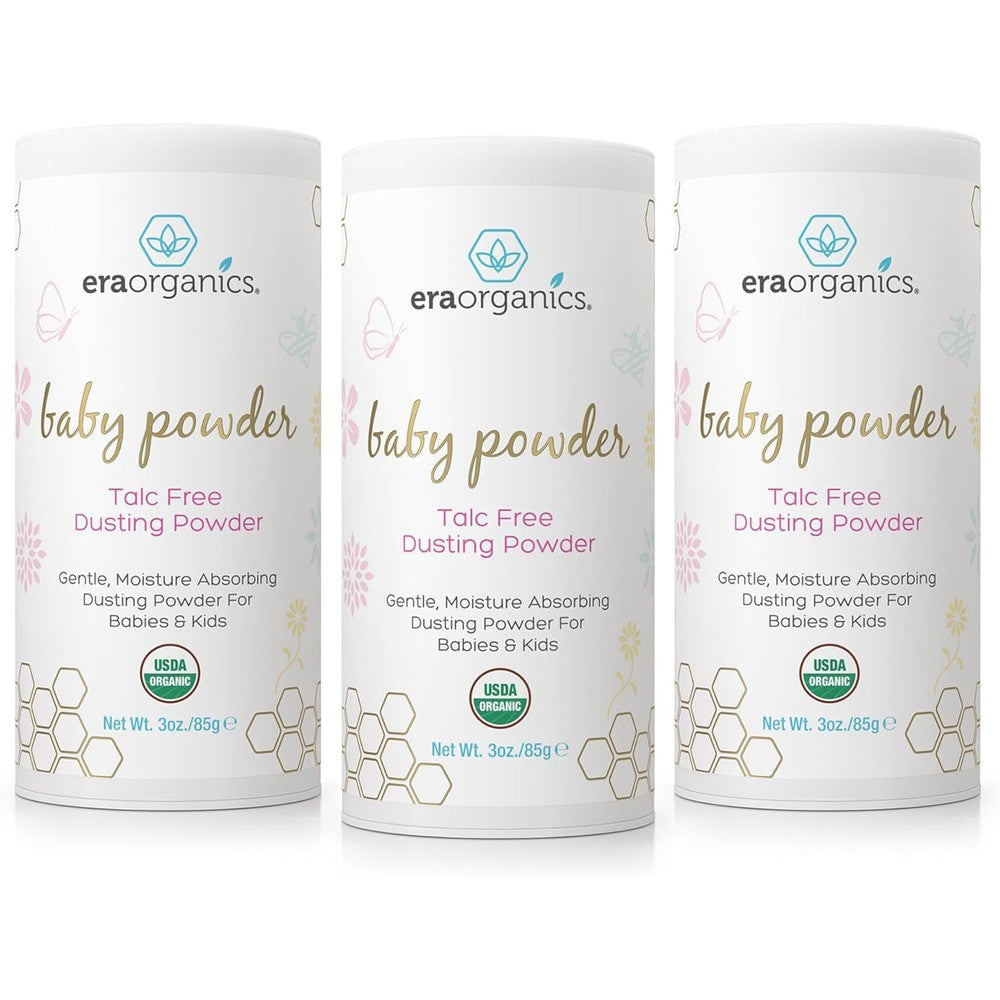 Era Organics organic baby powder front view container on white background