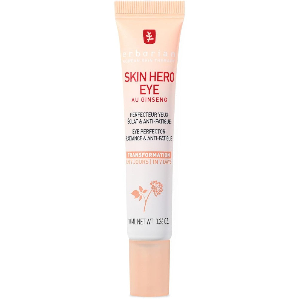 Erborian Skin Hero Eye Cream Perfector 10ml tube front view showing Korean skincare branding