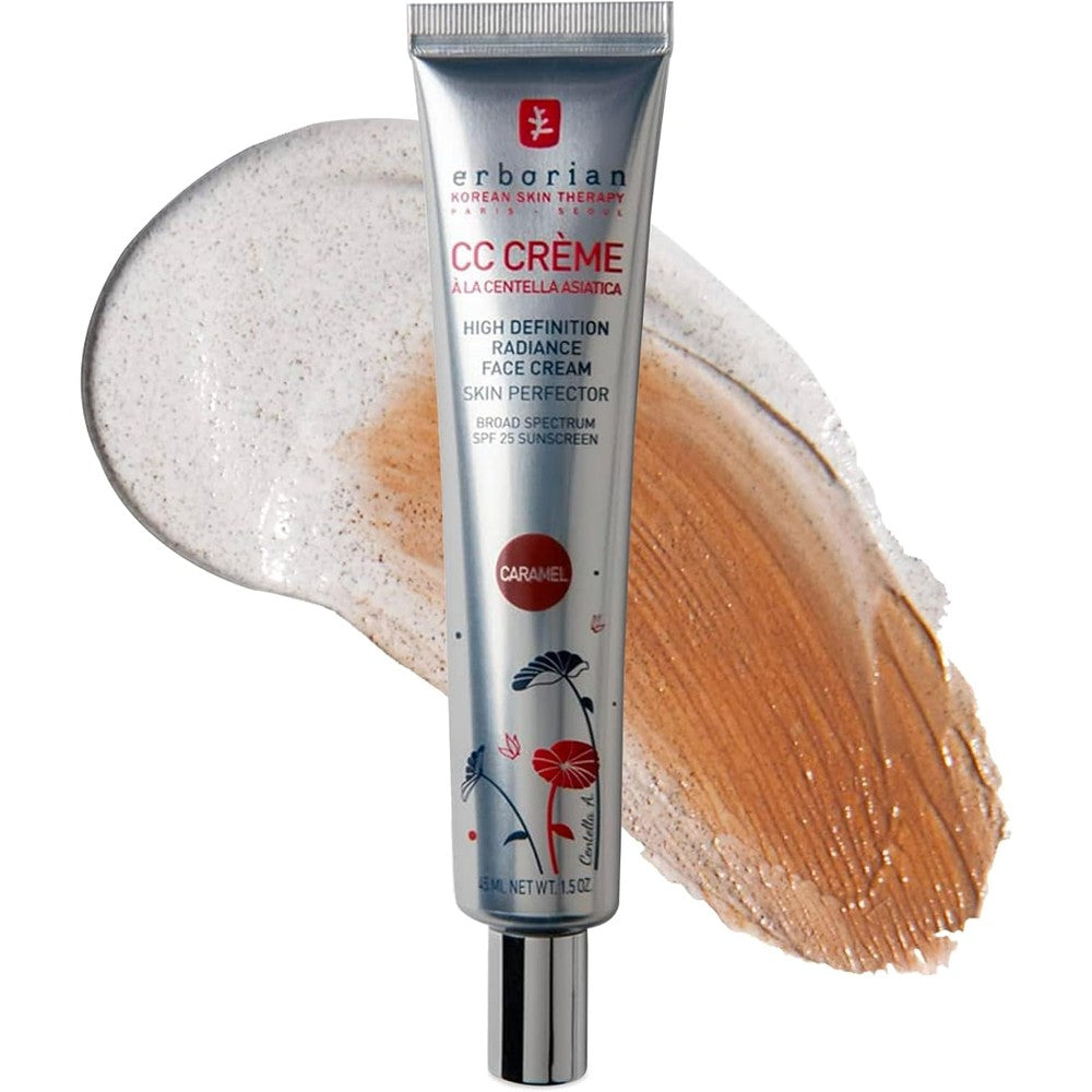 Erborian CC Cream Color Correcting Caramel 45ml tube front view showing Korean skincare branding.