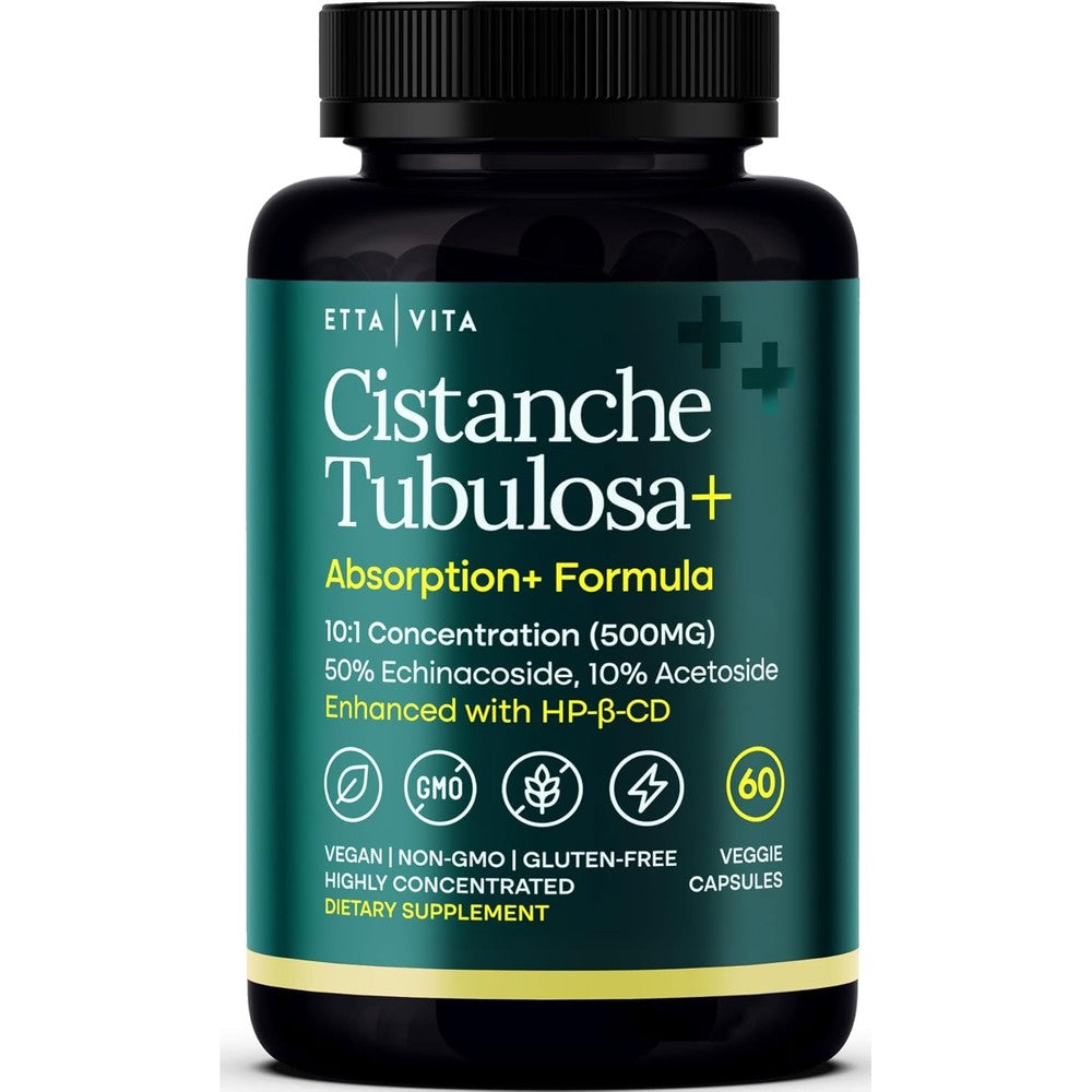 Etta Vita Cistanche Tubulosa 500 milligram bottle front view showing capsule count
