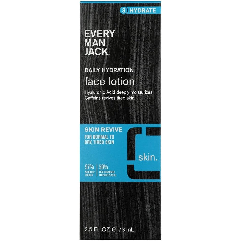 Every Man Jack Face Lotion Revive Daily Hydrating front view bottle for men's skincare routine