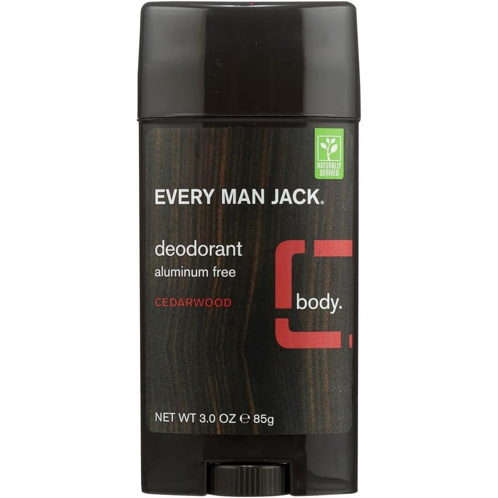 Every Man Jack Cedarwood Deodorant front view showing aluminum free packaging