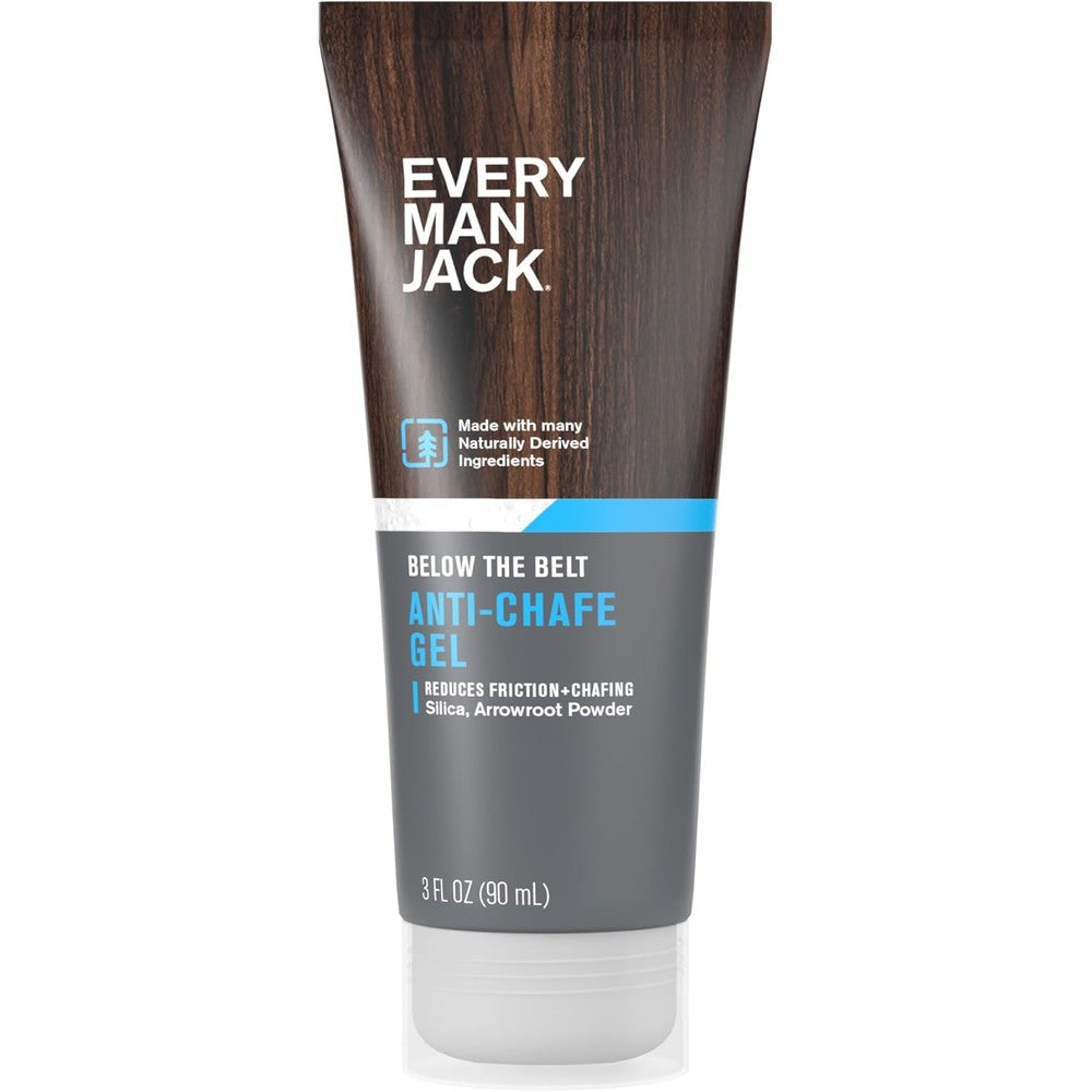 Every Man Jack Below the Belt Anti Chafe Gel front view bottle for men friction defense