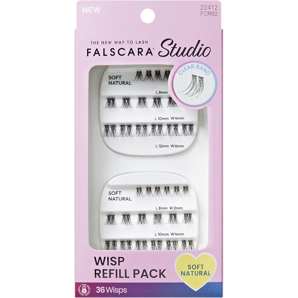 Falscara Studio, False Eyelashes, Lash Clusters, 'Soft Natural', 8mm-12mm, Includes 36 Wisps, Contact Lens Friendly, Easy to Apply, Reusable Lash Clusters