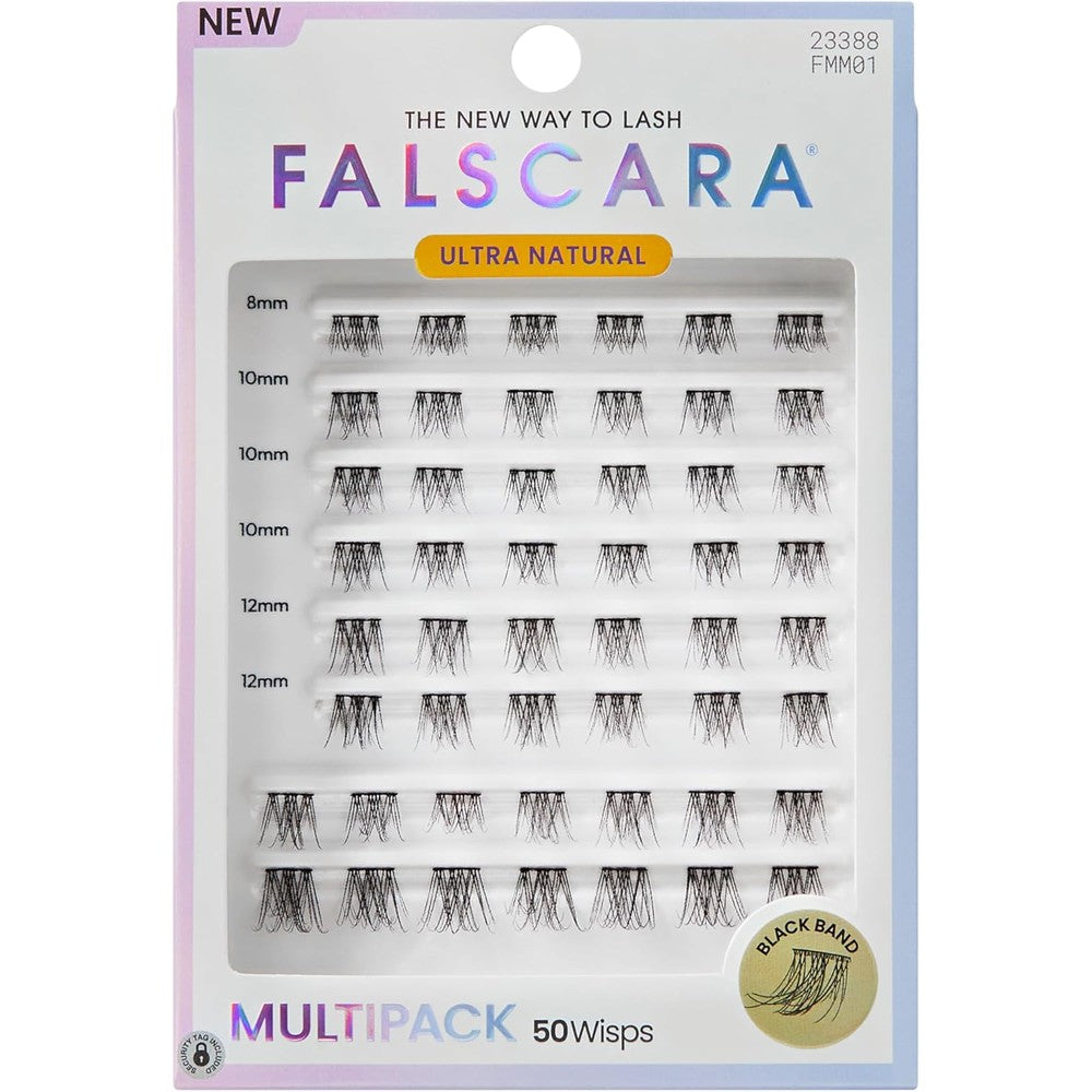Falscara, False Eyelashes, Lash Clusters, 'Ultra Natural', 8mm-14mm, Includes 50 Wisps, Contact Lens Friendly, Easy to Apply, Reusable Lash Clusters