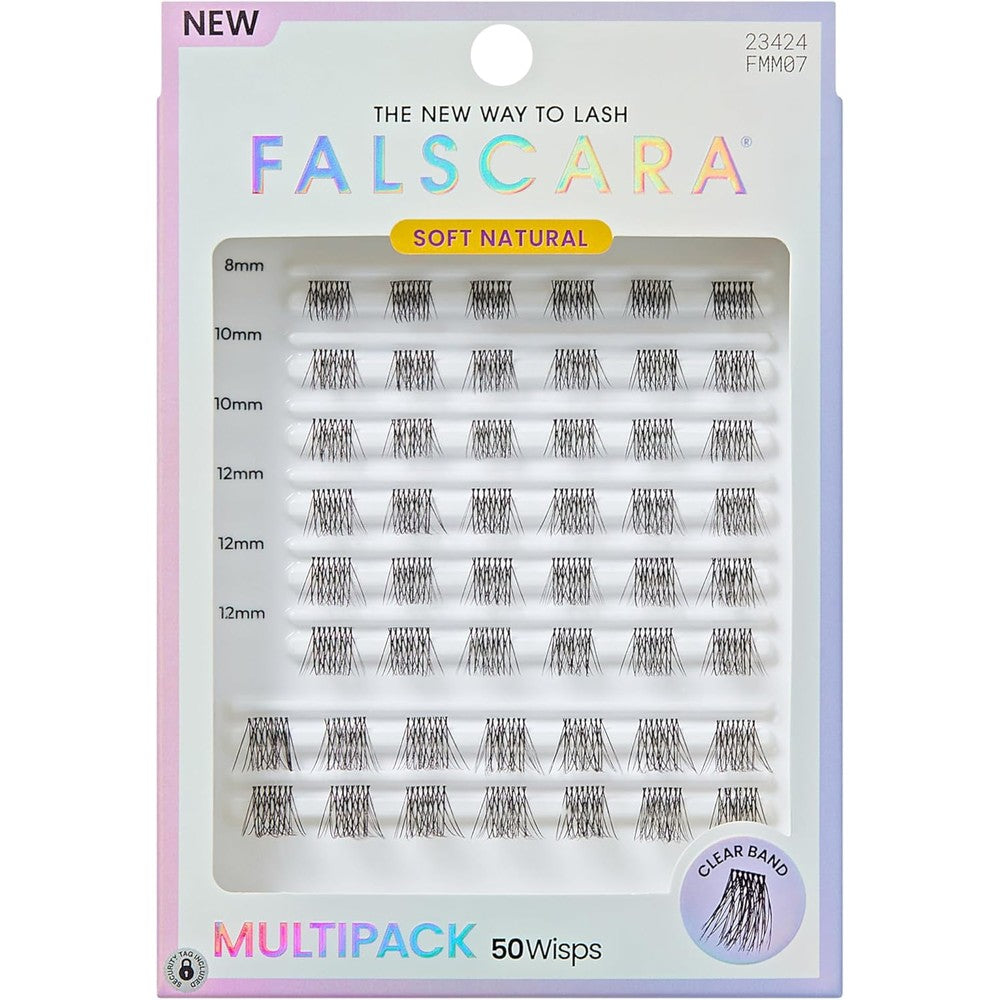 Falscara, False Eyelashes, Lash Clusters, 'Soft Natural', 8mm-14mm, Includes 50 Wisps, Contact Lens Friendly, Easy to Apply, Reusable Lash Clusters