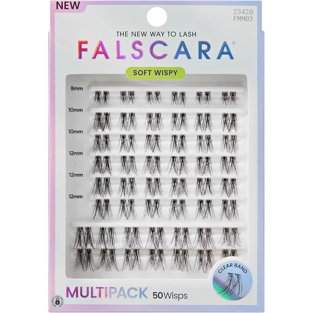 Falscara, False Eyelashes, Lash Clusters, 'Soft Wispy', 8mm-14mm, Includes 50 Wisps, Contact Lens Friendly, Easy to Apply, Reusable Lash Clusters