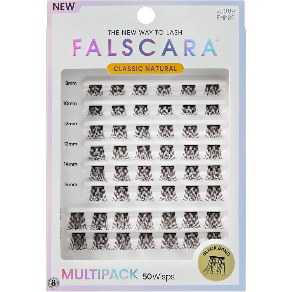 Falscara, False Eyelashes, Lash Clusters, 'Classic Natural', 8mm-16mm, Includes 50 Wisps, Contact Lens Friendly, Easy to Apply, Reusable Lash Clusters