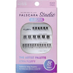 FALSCARA Studio Lash Extension Kit, Individual Lash Palette, 18 Stackable Lash Clusters, 'Xtra Fluffy' False Eyelashes, Medium Volume, Length 10mm-14mm, Band Size 2mm-6mm