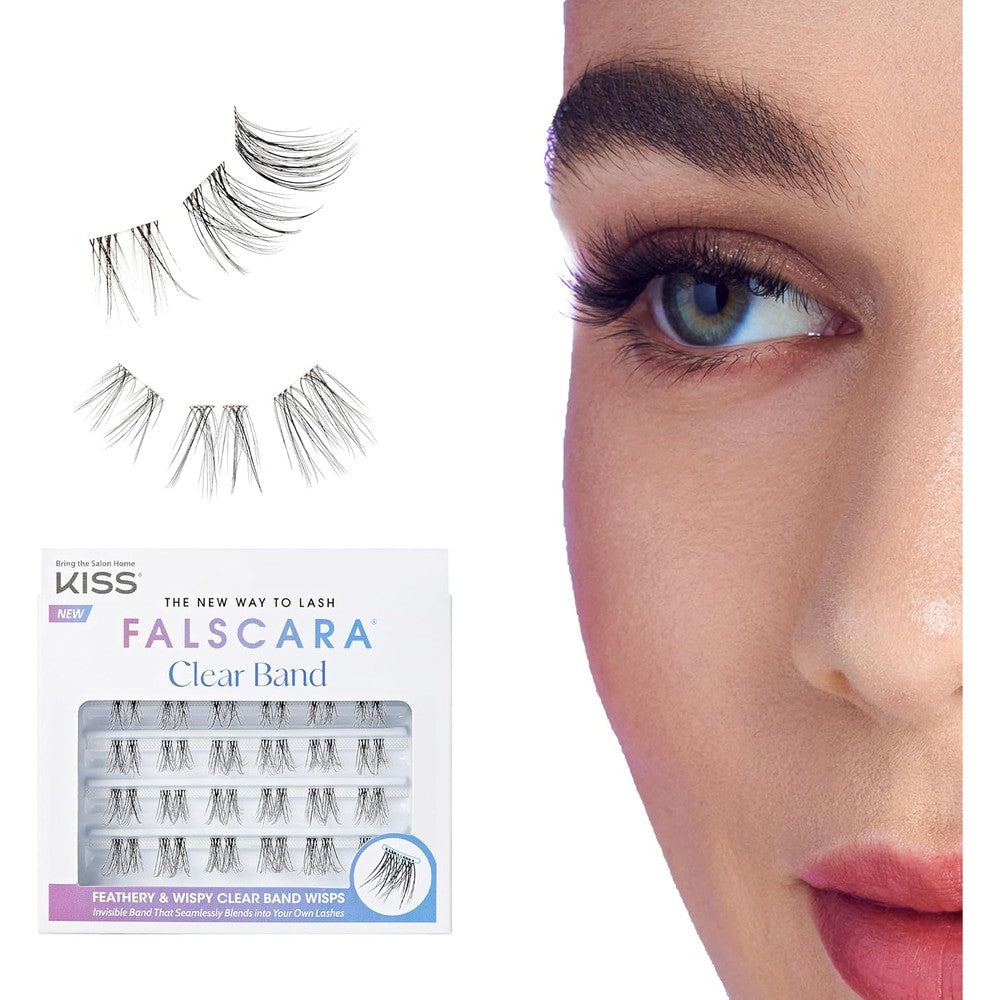 KISS Falscara Multipack Clear Band front view tray featuring twenty four faux mink wisps