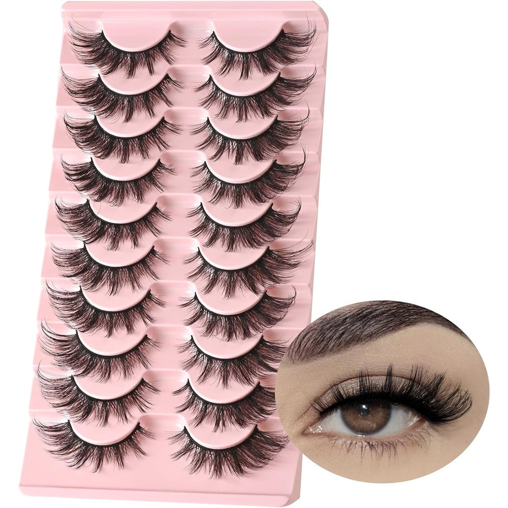 FARRED Cat Eye Lashes 10 Pairs front view of packaging box showcasing wispy faux mink false eyelashes