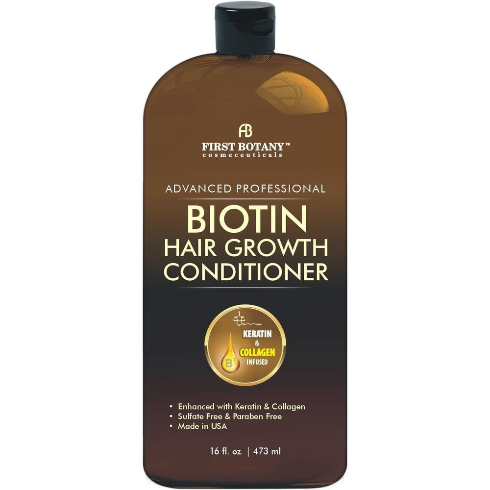 First Botany Biotin Hair Growth Conditioner 16 fluid ounce bottle front view showcasing DHT blocking benefits