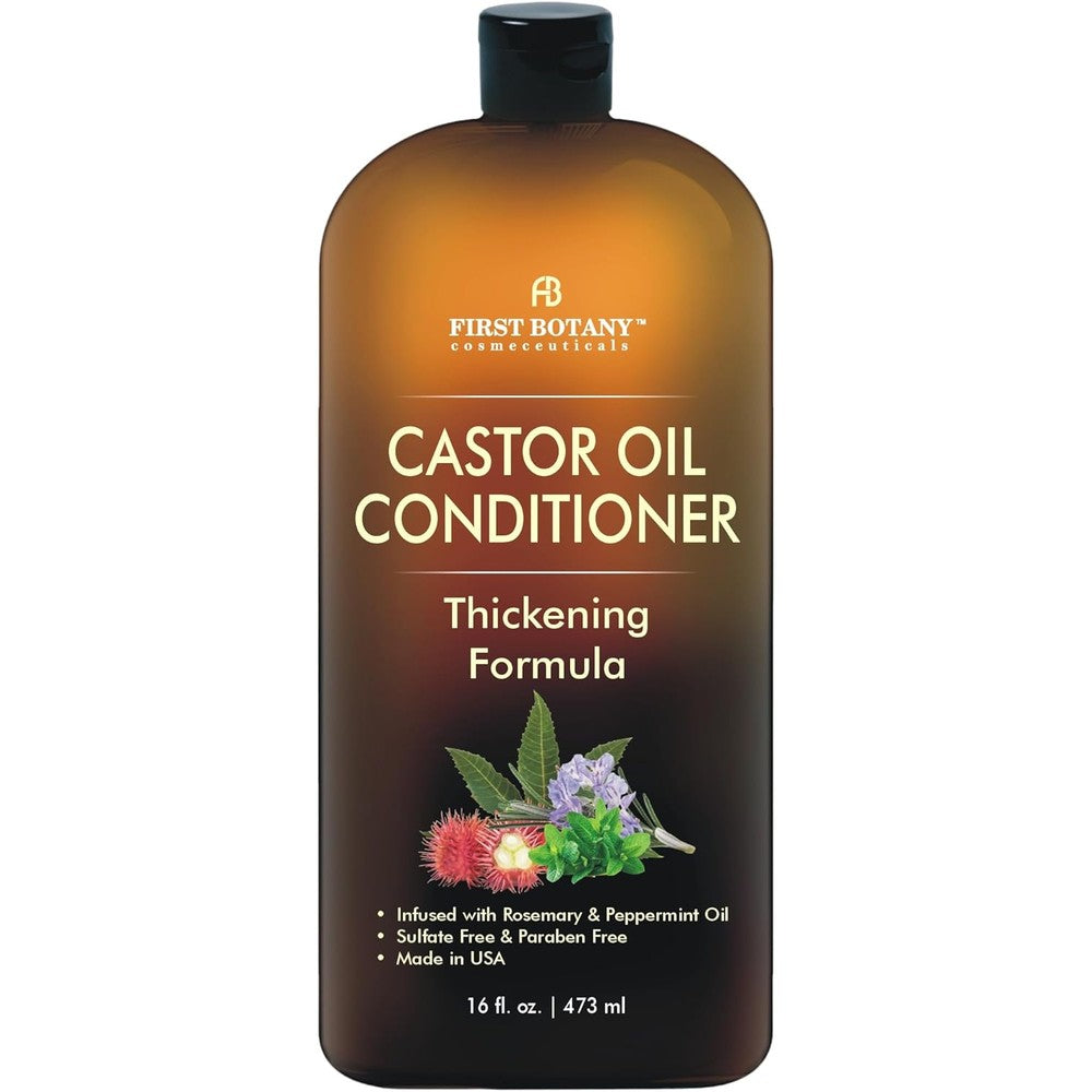 First Botany Castor Oil Anti Hair Loss Conditioner 16 Fluid Ounce bottle front view showing product labels
