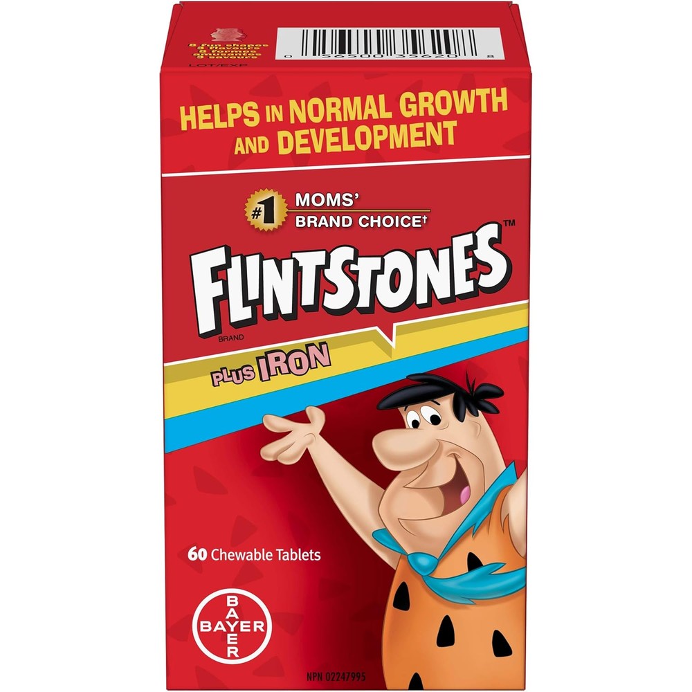 Flintstones Plus Iron Multivitamins, 60 Chewable Tablets