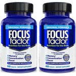 Focus Factor Nutrition for The Brain, Improved Memory & Concentration Brain Supplement, Complete Multivitamin with Vitamins B6, B12, D, Bacopa Monnieri & Tyrosine, 60 Count (Pack of 2)
