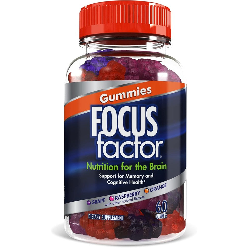 FOCUSFACTOR Nootropic Gummies, Memory Supplement for Brain, Phosphatidylserine, Bacopa, Huperzine A, 100 Count