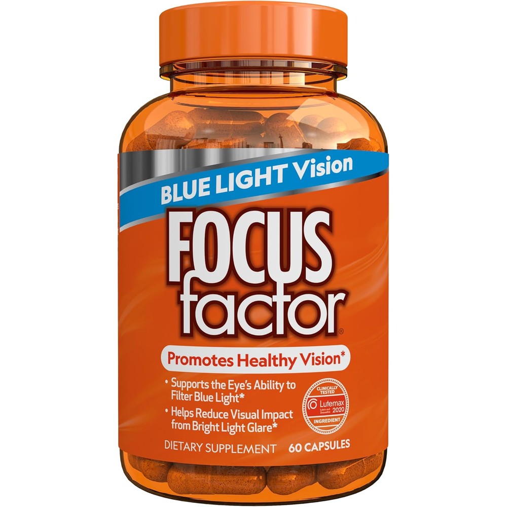 Focus Factor Blue Light Formula (60 Count) - Eye Vitamins with Blue Light Filtration Support - Lutein and Zeaxanthin Supplement with Vitamin C, Vitamin E, Lutemax 2020(R) - Promote Eye Health