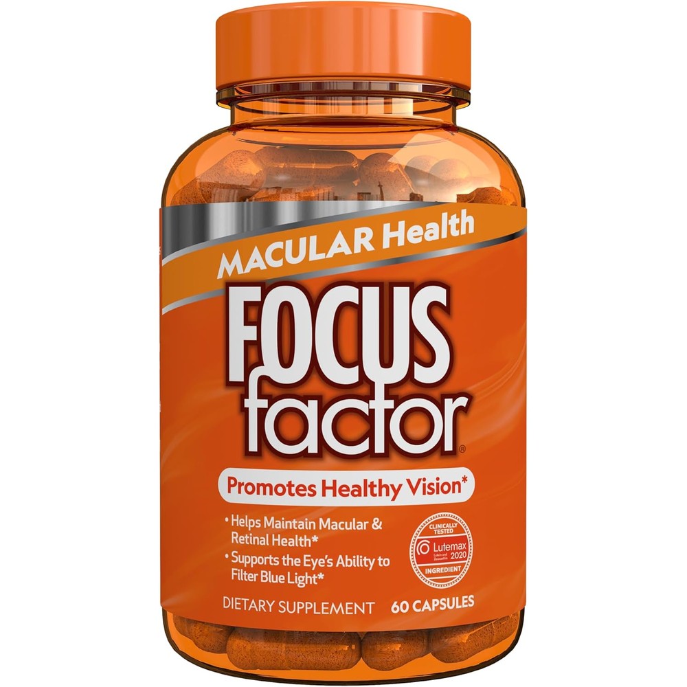 Focus Factor Macular Health Formula (60 Count) - Eye Vitamins for Macular Support - Lutein and Zeaxanthin Supplement with Folate, Vitamin B12, Vitamin C, Vitamin E, Lutemax 2020(R) - Eye Health Support