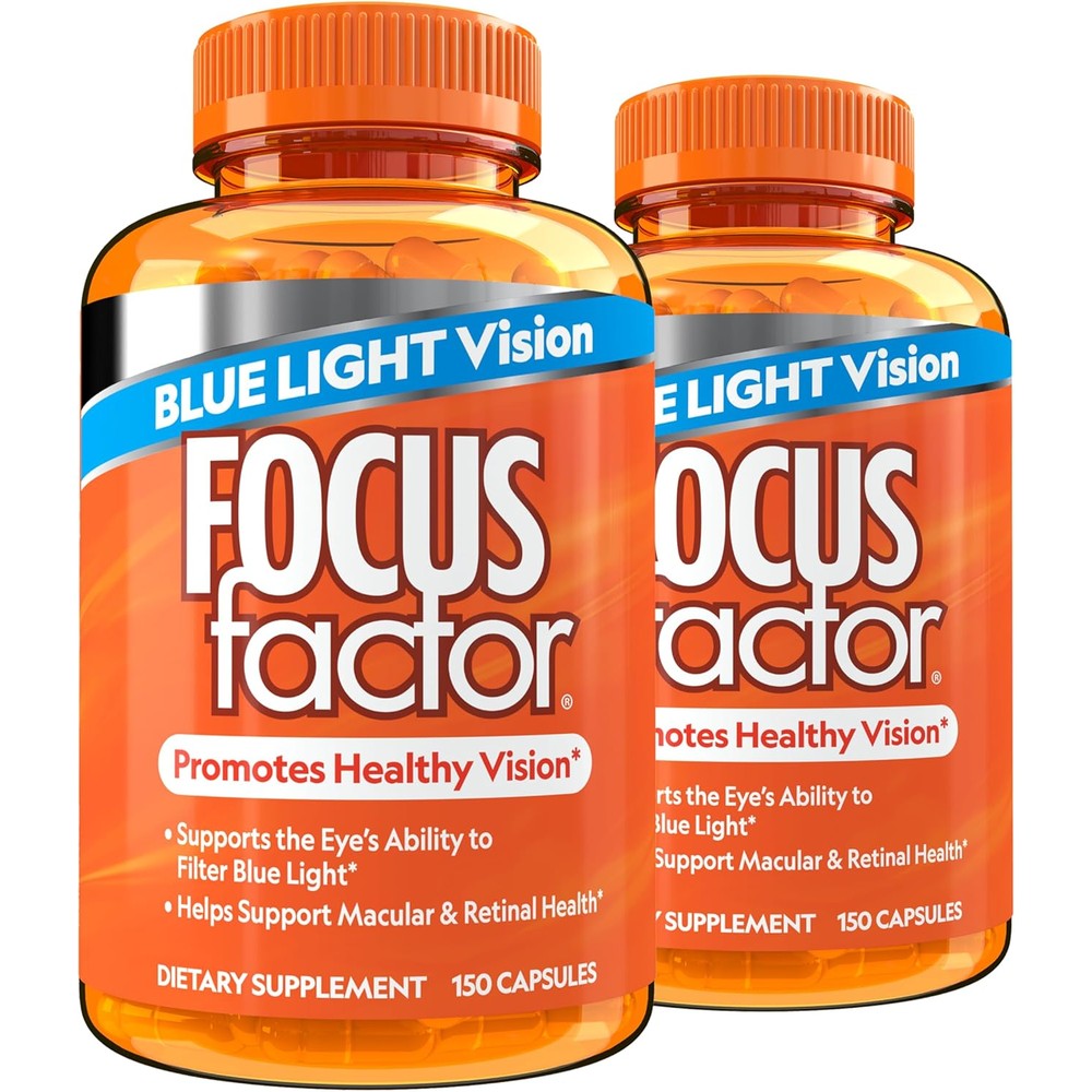 Focus Factor Blue Light Formula (150 Count) - Eye Vitamins with Blue Light Filtration Support - Lutein and Zeaxanthin Supplement with Vitamin C, Vitamin E, Lutemax 2020(R) - Promote Eye Health (2 Pack)