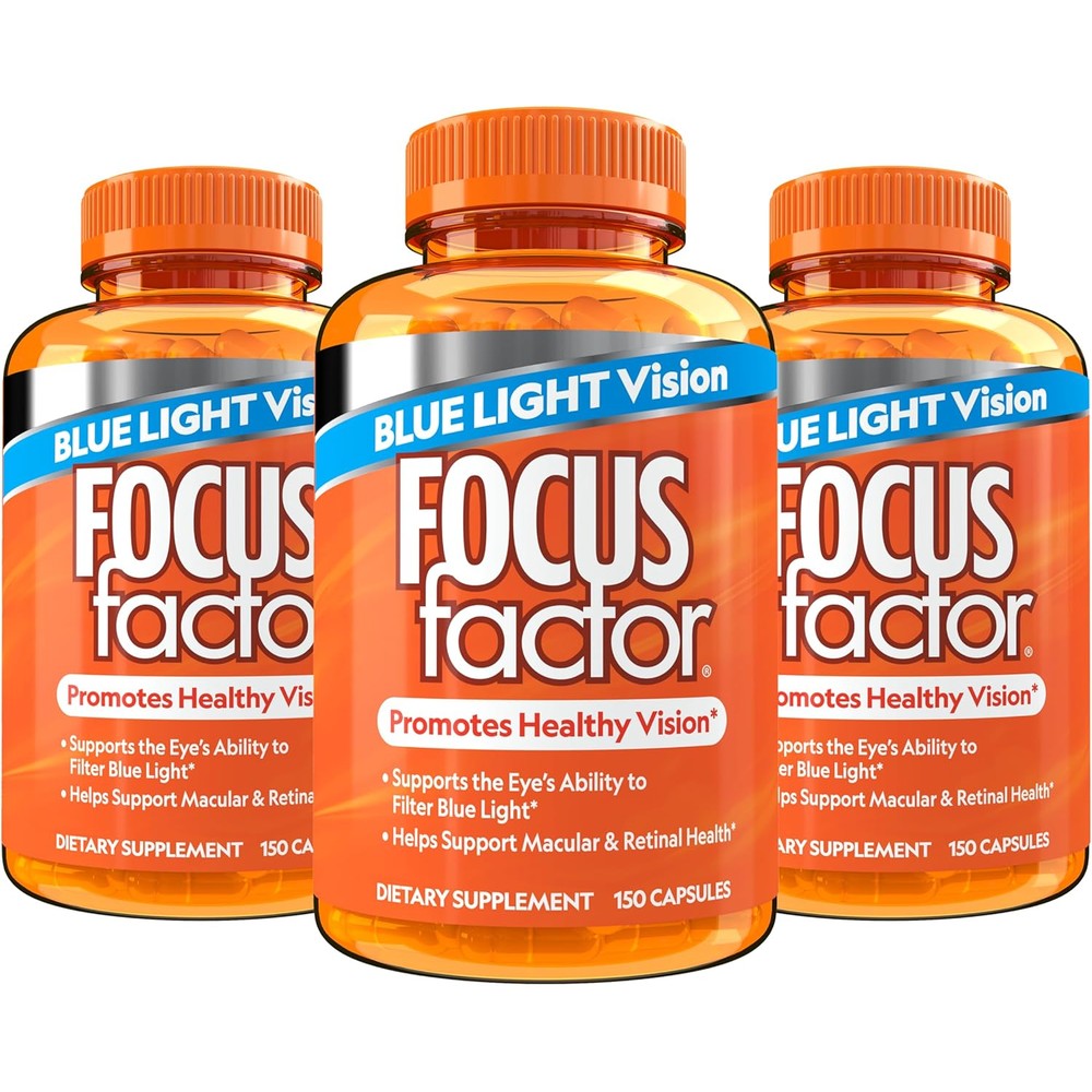 Focus Factor Blue Light Formula (150 Count) - Eye Vitamins with Blue Light Filtration Support - Lutein and Zeaxanthin Supplement with Vitamin C, Vitamin E, Lutemax 2020(R) - Promote Eye Health (3 Pack)
