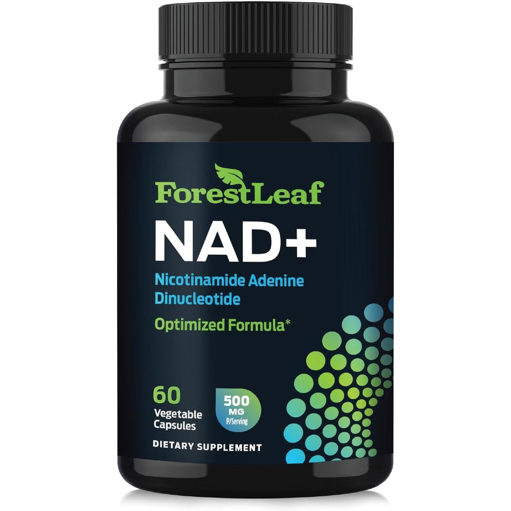 ForestLeaf Pure NAD+ Supplement 500mg Nicotinamide Adenine Dinucleotide for Skin, Anti-Aging Supplements, Energy & Cellular Repair - Gluten Free Non-GMO NAD Plus Supplement for Women & Men (60 Count)