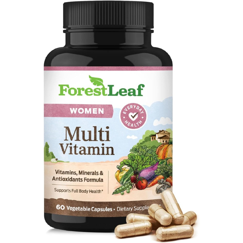 ForestLeaf Daily Vitamin Multivitamin for Women, Multi-Vitamin for Women - Womens Multivitamins & Multiminerals Supplement | All Essential Vitamins Needed for Health & Energy | 60 Veg Caps